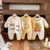 Macacão de Bebê Inverno Forrado com Fleece Espessado Estilo Coreano Quente Macacão de Manga Longa Roupa Externa para Bebê Desenho Animado Roupas para Engatinhar