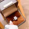 Anillo de Plata de Ley S925 para Mujer, Anillo Súper Brillante de Circonita Cubo de Azúcar, Anillo Abierto de Dedo Índice Moderno y Versátil, Anillo Elegante y Exquisito para el Dedo del Pie