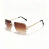 Gafas de sol cuadradas sin montura con borde cortado 2026 para mujer, estilo callejero europeo y americano de moda, gafas de sol decorativas al por mayor