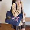 Bolso de Lona Impreso con Gato Personificado Bolso de Hombro Estudiante Moda Bolso de Mano Listo para Exportación Transfronteriza