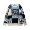 Outono e Inverno Novo Estilo Japonês Retrô Torcido Costura de Natal Coelho Solto Moderno Preguiçoso Suéter Oversize para Casal