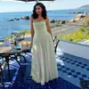 Moda Femenina Transfronteriza Europea y Americana Verano 2026 Estilo Nuevo Sexy y Elegante Fresco Estilo Vacacional Vestido Verde sin Tirantes