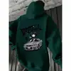 Sudadera con capucha de talla europea con diseño de coches de anime Adecuada para Temuwish Amazon en Amarillo, Borgoña y Negro