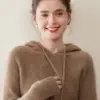 Suéter de Cachemira con Capucha Nuevo Otoño e Invierno Sudadera para Mujer Jersey Holgado Punto de Lingote Raglán Manga Larga Ropa Interior Sudadera de Punto