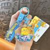 Llavero de taza de té de leche de pato amarillo pequeño auténtico autorizado lindo colgante pequeño de arena movediza líquida accesorios para mochila venta al por mayor