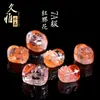 Jiuya Cristal Natural Pez Koi Flor de Resina Colorida Tallado Pixiu Rojo y Amarillo Flor Delicada Accesorios Pixiu Mayoreo