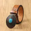 Nueva Moda Cinturón de Mezclilla Occidental para Hombre Hebilla Grande de Placa Personalidad 3 Clavos Grabado Estilo Étnico Famoso Cinturón para Pantalones para Hombre