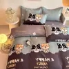 Juego de cuatro piezas de ropa de cama de color verde fruta liso, juego de tres piezas de sábana y funda de edredón para todas las estaciones, funda de edredón, colcha, sábana, funda de almohada