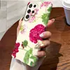 Funda de teléfono estilo retro, color rojo rosa, con diseño floral grande perforado, de cobertura completa, para Galaxy S23 Ultra, funda protectora ultradelgada