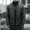 Casaco de couro masculino para o exterior outono e inverno estilo coreano moderno slim fit bonito juventude vestuário de motocicleta gola alta jaqueta de couro masculino