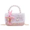 Nuevo bolso para niños, estilo extranjero, bolso de hombro portátil con perlas, bolso de mensajero de princesa coreana, cadena de moda, pequeño bolso cuadrado, venta al por mayor