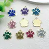 Venta Caliente Transfronteriza Colgante de Huella de Pata de Perro con Purpurina DIY Accesorios de Joyería de Aleación Esmaltada Charm de Pulsera de Etiqueta para Mascotas DIY