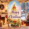 Decoración de Foto de Portada de Arco Navideño Cubierta de Tela Elástica de Seda de Leche Engrosada Cubierta de Puerta de Arco Personalizada para Fiesta Festiva