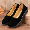 Zapatos de Mujer, Zapatos Clásicos de Tela del Viejo Pekín, Zapatos de Mamá, Slip-Ons de Suela Plana, Zapatos Negros Individuales para Mujer, Zapatos de Trabajo Ligeros