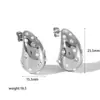 Moda Transfronteriza Pendientes de Acero Inoxidable con Incrustaciones de Diamantes en Oro de 18 Quilates con Forma de Gota de Agua para Mujer, Pendientes de Aro de Acero de Titanio de Lujo de Nicho Que No Se Desvanecen
