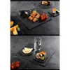 Plato de Pizarra Negro para Filete de Hotel Esterilla de Pizarra para Comida Occidental Bandeja de Pizarra Accesorio para Fotografía de Postres