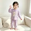 Conjunto de Pijama Ropa Interior para Bebé Niña Ropa de Otoño Pantalones de Otoño Ropa para Casa Conjunto de Dos Piezas Ropa Infantil Venta al por Mayor Ropa para Niñas de Principios de Otoño