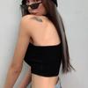 Top curto sem mangas fitness com umbigo, top feminino de verão, sem costas, em formato de I, colete esportivo, camisola