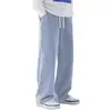 Pantalones Vaqueros Casuales Americanos de Pierna Ancha, Rectos, de Invierno, Engrosados, Forrados de Polar, Caída Larga, Versátiles