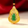 Novo Estilo Chinês Ouro Areia Estilo Nacional Padrão de Rolo Esculpido Vazado Pedra de Strass Colar de Cabacinha Moda Sorte e Prosperidade Corrente para Clavícula Feminina Meilong Joias