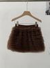 Falda de Malla por Capas Omalai para Mujer de Cintura Alta Falda Pastel Falda de Línea A Esponjosa Falda Suave Elegante 5402