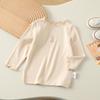 Camiseta de Manga Comprida Básica para Bebê Menina de 0 a 3 Anos, Top da Moda Estilo Coreano para Crianças Pequenas, Camiseta de Manga Comprida com Gola Redonda Fofa para Meninas, Roupa de Baixo
