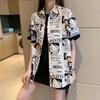 Camiseta de manga curta estilo japonês peça única com estampa de anime feminina casal solta roupa exterior camisa feminina fina camisa feminina atacado