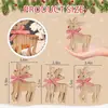 Adornos de madera navideños en color blanco y madera natural, decoraciones de madera de mesa de renos y alces, letreros en capas al por mayor