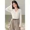 Suéter de punto blanco para mujer, nuevo estilo de otoño, top pullover adelgazante de manga larga, directo de fábrica