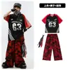 Disfraz de Baile Callejero para Niños Genial Atractivo Moda Disfraz Negro Rojo G3 Disfraz Traje para Niños Niñas Hip Hop Disfraz de Performance Callejero Verano