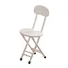 Silla plegable Taburete Silla con respaldo Portátil Hogar Silla de comedor Dormitorio de estudiante Entrenamiento Taburete redondo simple Almacenamiento Silla de computadora