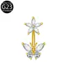 Venda Quente Transfronteiriça G23 Flor Borboleta Perfurada Zircônia Anel de Unha Piercing de Liga de Titânio F136