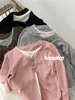 6 Lana Lavada Nuevo Diseño Otoño para Mujer Estilo Suave Suéter de Punto de Manga Larga con Falso Dos Piezas y Puntadas Color Block