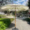Guarda-sol de Paisagem de Praia para Exterior com 8 Varetas, Liga de Alumínio, Textura de Madeira, Proteção Solar, Malha Tecida à Mão, Nó Chinês, Borla Guarda-sol