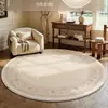 Tapete Redondo para Sala de Estar, Estilo Creme, Impermeável e Resistente a Manchas, Adequado para Quarto, Cabeceira, Closet, Cadeira, Cadeira de Balanço, Tapete Antiderrapante