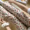 Pantalones Largos Finos de Gasa de Algodón Burbuja Estilo Nuevo Primavera y Otoño para Mujer, Pantalones Anti-Mosquitos, Pantalones Dulces de Hogar de Dibujos Animados