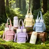 Bolsa para botella de agua portátil de bloques de color, se puede llevar cruzada o en la mano, bolsa de almacenamiento para taza térmica, simple y elegante, ideal para uso al aire libre