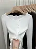 Más de 200,000 Piezas Vendidas. Suéter con Diseño Elegante de Borde Fruncido, Camisa Base de Punto para Mujer, Negro, Talla Única