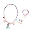 Caixa de Conjunto de Joias Infantis, Colar Infantil, Colar Dopamina, Colar Infantil de Concha Cauda de Sereia, Pulseira de Princesa