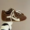 Jialuoya~ Zapatos de Entrenamiento Alemanes Redondos Retro con Tacón Oculto de Encaje Versátiles Zapatos Forrest Gump para Mujer Transpirables Casuales Deportivos de Moda