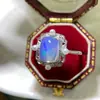Anillo de ópalo natural ultrabello hecho a mano color seleccionado cuidadosamente cristal hermoso buena piedra principal 7x 9 mm directo de fábrica lote