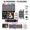 Set de 72 colores de rotulador acrílico de doble punta, bolígrafo de pintura impermeable a base de agua de doble punta, suministros para arte graffiti DIY al por mayor