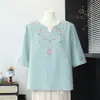 Conjunto de Verano 2026 para Madres de Mediana Edad y Mayores, Blusa Elegante, Camiseta Holgada de Manga Corta para Señoras Mayores, Top de Abuela