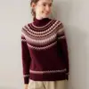 Suéter de Cachemira Jacquard Fair Isle Nuevo Otoño 2026 para Mujer, Cuello Alto, Jersey de Punto Sencillo