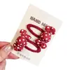 Pinza para el pelo hecha a mano estilo coreano con cuadros rojos, lunares y estrellas para niñas, pinza lateral linda para flequillo, accesorio para el pelo de bebé que no daña el cabello