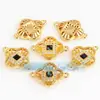 Accesorios para joyería DIY mitad plata 925 oro microincrustación concha de abulón Conector de corazón de manzana y durazno