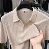 Nova Camisa Polo de Verão Masculina com Gola Seagull Manga Curta Estilo Simples Cor Sólida Casual Top Masculino de Alta Qualidade
