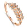 Anel de folhas frescas, moda feminina, zircônia incrustada, estilo japonês e coreano, pulseira simples, all-match, formato aberto, anel de folhas ajustável