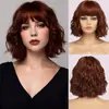 Pelucas Europeas y Americanas Transfronterizas para Mujer, Cabello Corto Rizado, Pelucas Completas Realistas de Cabello Humano, Mechas y Degradado de Cabello Sintético, Venta al por Mayor de Fábrica en Stock