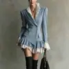 Vestido Blazer Elegante de Nuevo Estilo Europeo y Americano para Viajes de Negocios 2026 con Retazos Únicos y Bloques de Color Vestido de Manga Larga para Mujer, Hecho a Medida